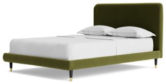 An Image of Swoon Brockham Double Velvet Bed Frame - Fern Green