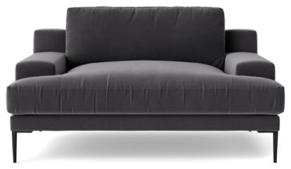 An Image of Swoon Almera Velvet Cuddle Chair - Granite Grey