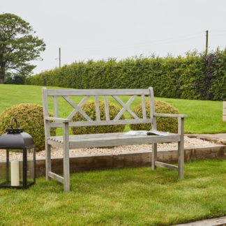 An Image of Cambridge 2 Seater Acacia Wood Bench Grey