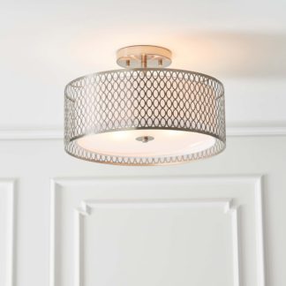 An Image of Orton Flush Ceiling Light - Nickel Effect