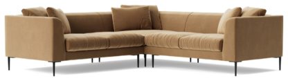 An Image of Swoon Alena Velvet 5 Seater Corner Sofa - Fern Green