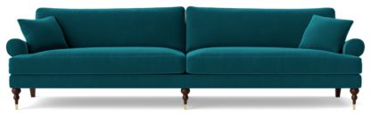 An Image of Swoon Sutton Fabric 4 Seater Sofa - Indigo Blue