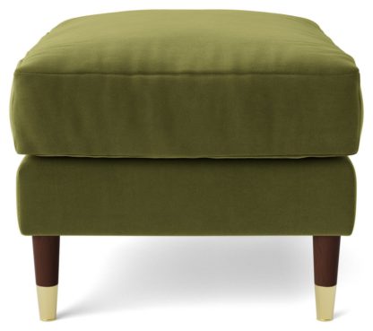 An Image of Swoon Rieti Velvet Ottoman Footstool - Biscuit