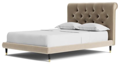 An Image of Swoon Winston Double Velvet Bed Frame - Biscuit