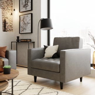 An Image of Zoe Distressed Faux Leather Armchair Grey