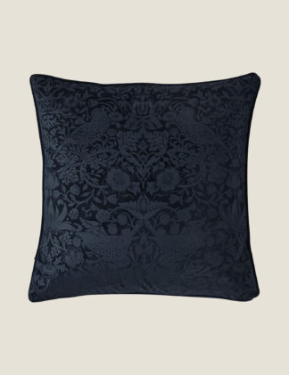 An Image of William Morris At Home Velvet Strawberry Thief Cushion