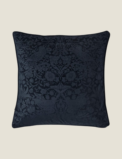 An Image of William Morris At Home Velvet Strawberry Thief Cushion