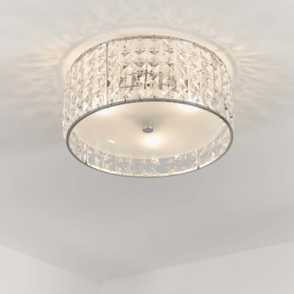 An Image of Belfont Bathroom Flush Ceiling Light - Chrome