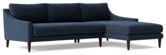 An Image of Swoon Turin Fabric Right Hand Corner Sofa - Indigo Blue