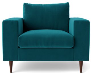 An Image of Swoon Evesham Velvet Armchair - Kingfisher Blue