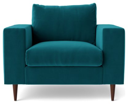 An Image of Swoon Evesham Velvet Armchair - Kingfisher Blue