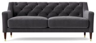 An Image of Swoon Pritchard Velvet 2 Seater Sofa - Granite Grey