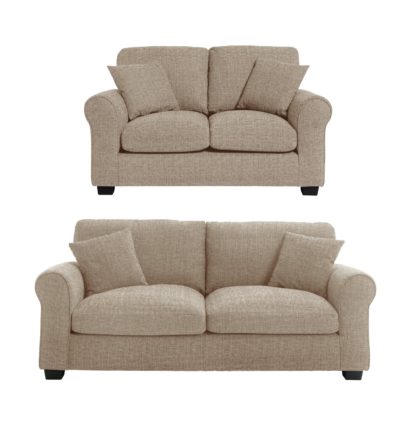 An Image of Habitat Lisbon Fabric 2 Seater & 3 Seater Sofa - Stone