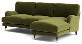 An Image of Swoon Charlbury Velvet Right Hand Corner Sofa - Fern Green