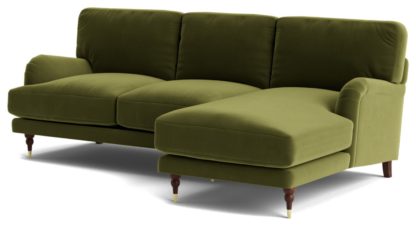 An Image of Swoon Charlbury Velvet Right Hand Corner Sofa - Fern Green