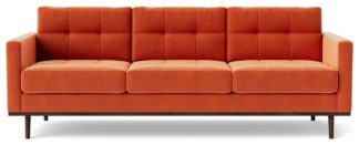 An Image of Swoon Berlin Velvet 3 Seater Sofa - Burnt Orange