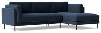 An Image of Swoon Munich Fabric Right Hand Corner Sofa - Indigo Blue