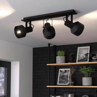 An Image of Eglo Casibare 3 Lamp Spotlight - Black