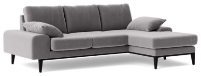 An Image of Swoon Tulum Velvet Right Hand Corner Sofa - Silver Grey