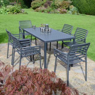 An Image of Cube Dining Table with 6 Doga Chair Set Anthracite Anthracite