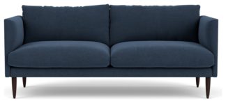 An Image of Swoon Luna Fabric 3 Seater Sofa - Indigo Blue