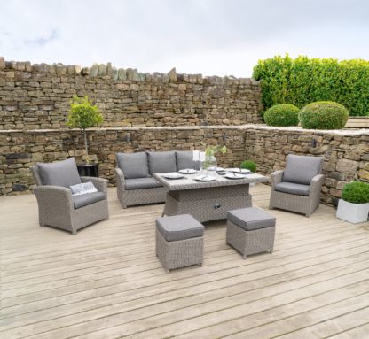 An Image of Barbados 3 Seater Rattan Lounge Set Slate (Grey)