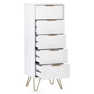 An Image of Murano White 5 Drawer Tall Chest