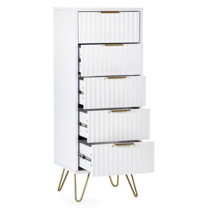 An Image of Murano White 5 Drawer Tall Chest