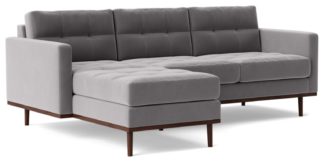An Image of Swoon Berlin Velvet Left Hand Corner Sofa - Silver Grey