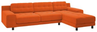 An Image of Habitat Hendricks Velvet Corner Chaise Sofa - Orange
