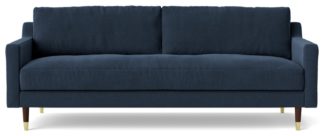 An Image of Swoon Rieti Fabric 3 Seater Sofa - Indigo Blue