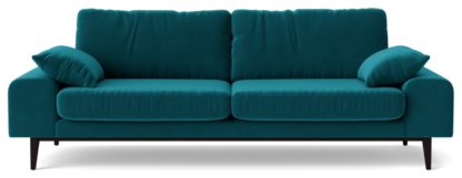 An Image of Swoon Tulum Velvet 3 Seater Sofa - Taupe