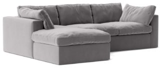 An Image of Swoon Seattle Velvet Left Hand Corner Sofa - Silver Grey