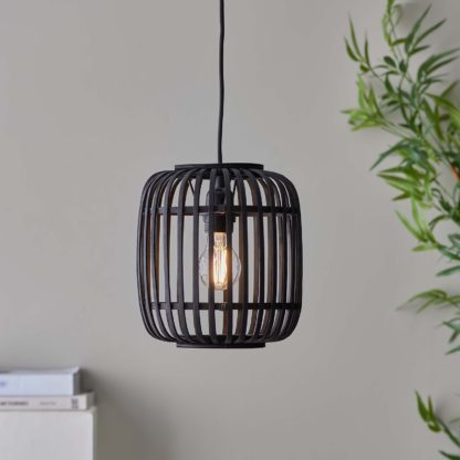 An Image of Saval Pendant Ceiling Light - Dark Bamboo