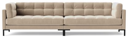 An Image of Swoon Landau Velvet 4 Seater Sofa - Taupe