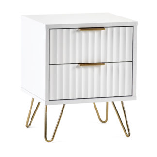 An Image of Murano White 2 Drawer Bedside Table