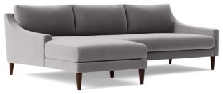 An Image of Swoon Turin Velvet Left Hand Corner Sofa - Silver Grey