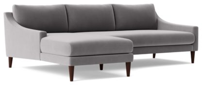An Image of Swoon Turin Velvet Left Hand Corner Sofa - Silver Grey