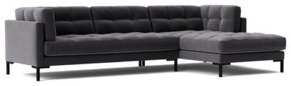 An Image of Swoon Landau Velvet Right Hand Corner Sofa - Silver Grey