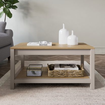 An Image of Olney Coffee Table with Shelf Stone Stone
