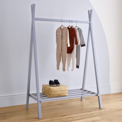 An Image of CuddleCo Nola Clothes Rail Sage (Green)