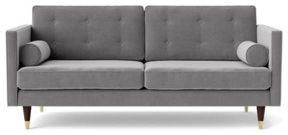 An Image of Swoon Porto Velvet 2 Seater Sofa - Taupe