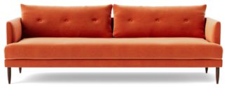 An Image of Swoon Kalmar Velvet 3 Seater Sofa - Burnt Orange