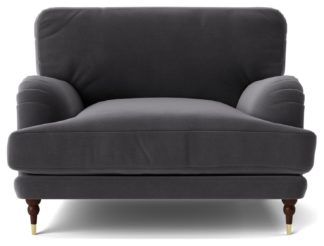 An Image of Swoon Charlbury Velvet Cuddle Chair - Granite Grey