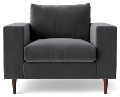 An Image of Swoon Evesham Velvet Armchair - Kingfisher Blue