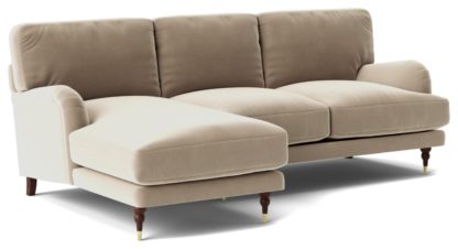An Image of Swoon Charlbury Velvet Left Hand Corner Sofa - Fern Green