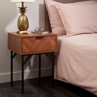 An Image of Rowe 1 Drawer Bedside Table Dark Wood (Brown)