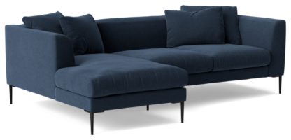 An Image of Swoon Alena Velvet Left Hand Corner Sofa - Kingfisher Blue