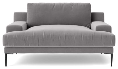 An Image of Swoon Almera Velvet Cuddle Chair - Granite Grey