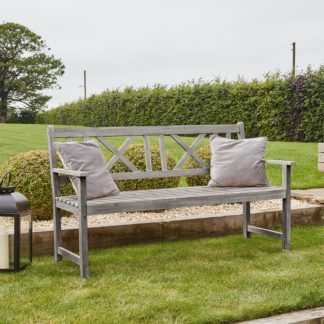 An Image of Cambridge 3 Seater Acacia Wood Bench Grey